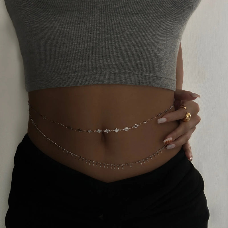 Punk Rhinestone Belly Waist Chain
