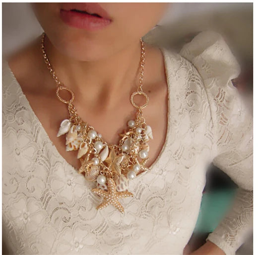 Layered Shell & Starfish Pearl Choker