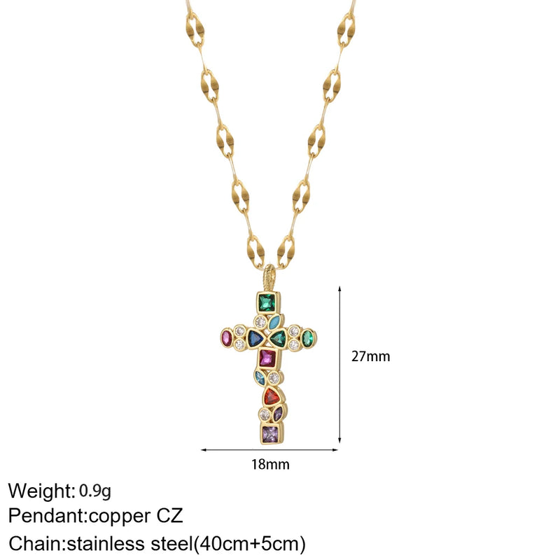 Gold Our Lady Cross Choker Necklace