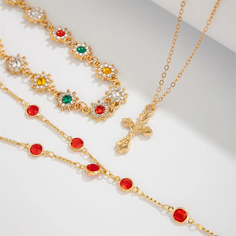 3-Piece Cross Pendant Necklace Set