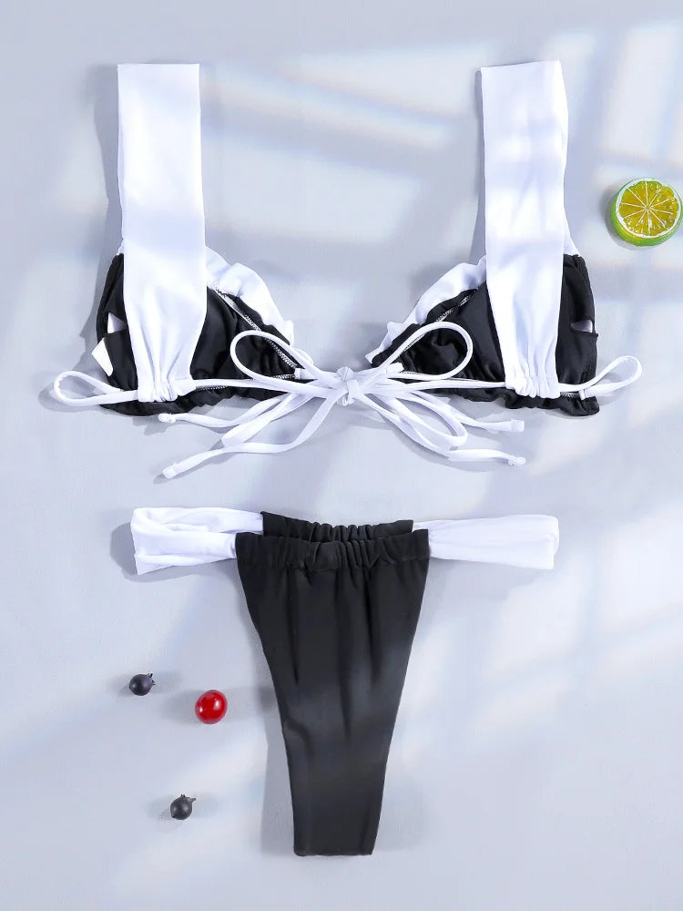 Miyouj High-Cut Push-Up Two-Piece Bikini – Black