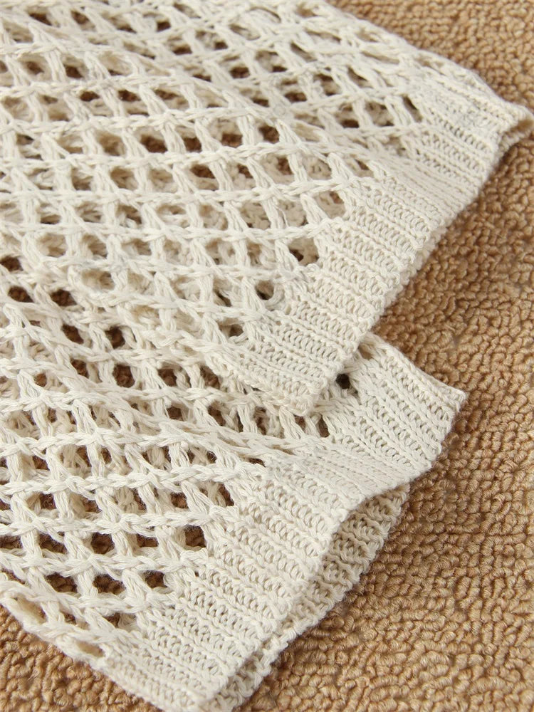 Solid Color Knit Mini Beach Cover-Up