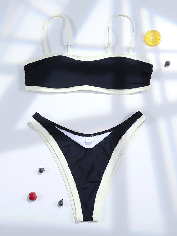Miyouj High-Cut Push-Up Two-Piece Bikini – Black