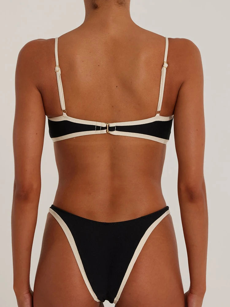 Miyouj High-Cut Push-Up Two-Piece Bikini – Black