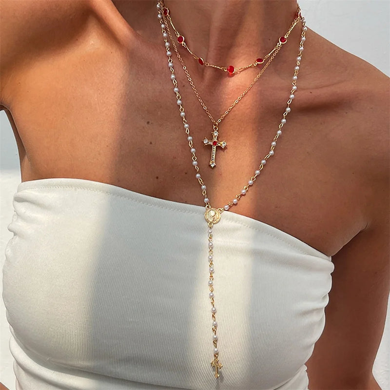 3-Piece Cross Pendant Necklace Set