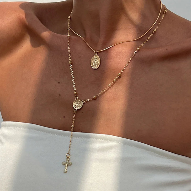 3-Piece Cross Pendant Necklace Set