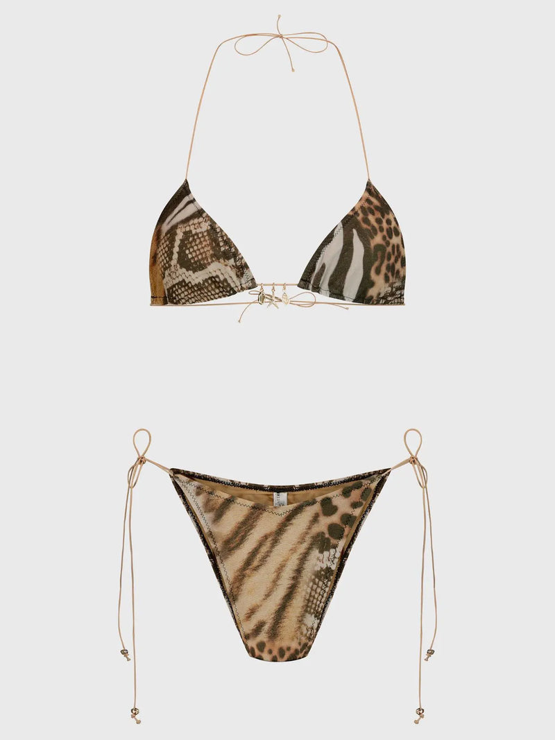 Leopard Print Bikini – Sexy Strappy High-Leg Two Piece with Gold Ring