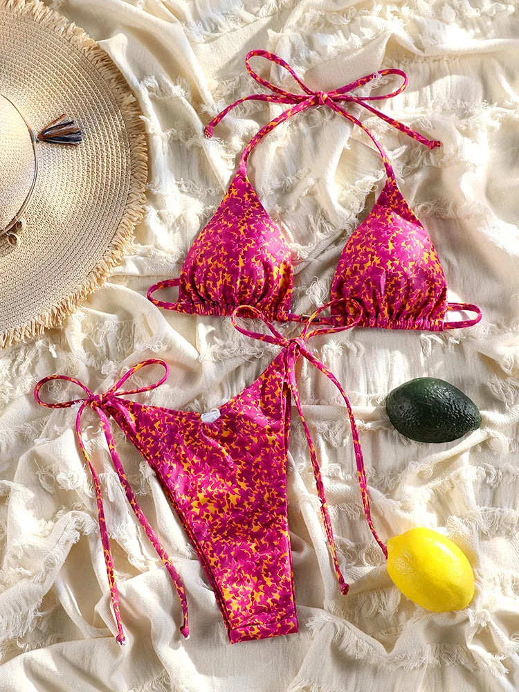 2025 Printed Bikini Set – Sexy Two-Piece Bandage Swimsuit for Women