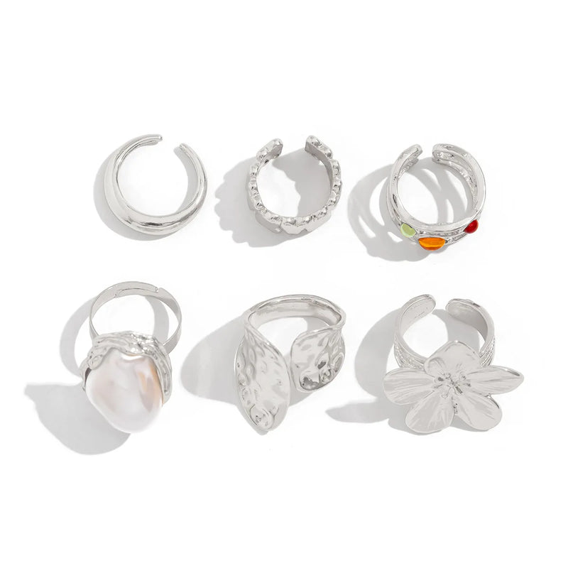 6-Piece Vintage Punk Metal Ring Set