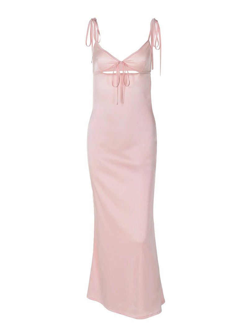 Backless Lace-Up Cut Out Midi Dress