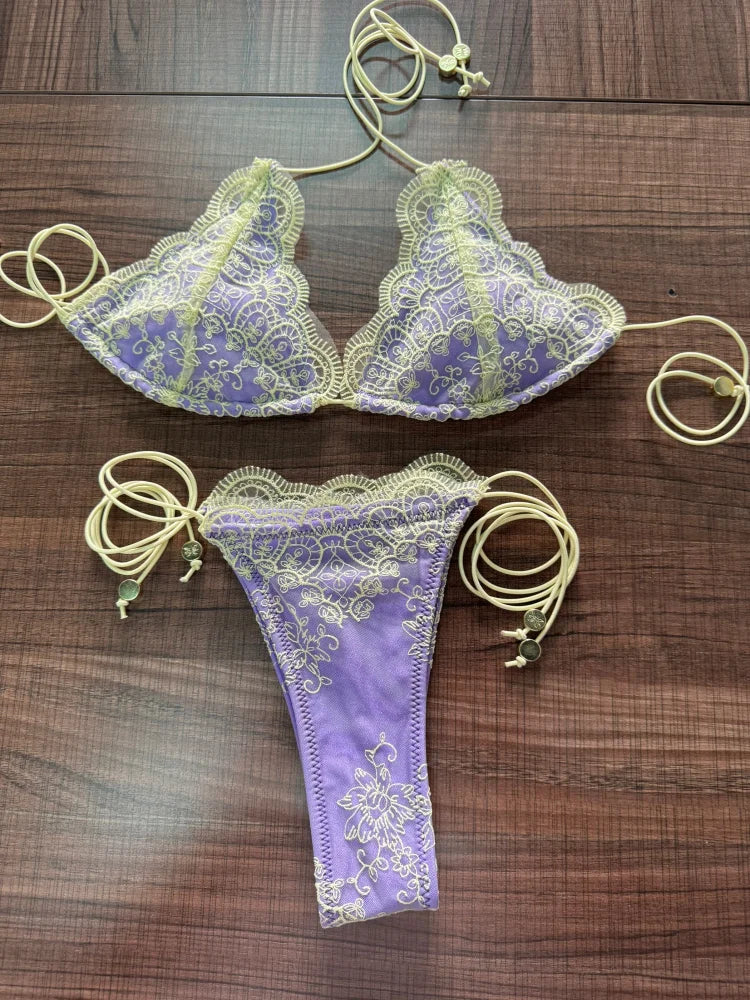 ZRTAK 2025 Floral Triangle Bikini Set