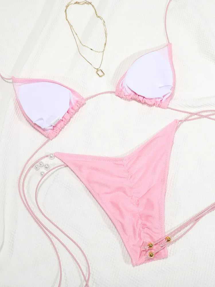 Sexy Triangle Push-Up Bikini – High Cut Brazilian Bandage Swimsuit