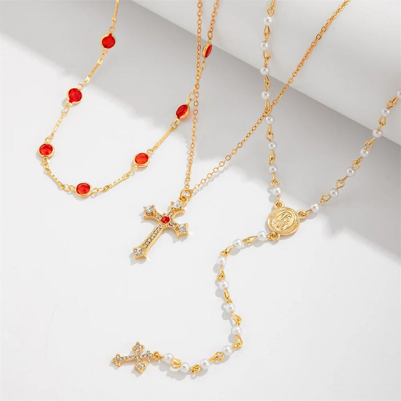 3-Piece Cross Pendant Necklace Set