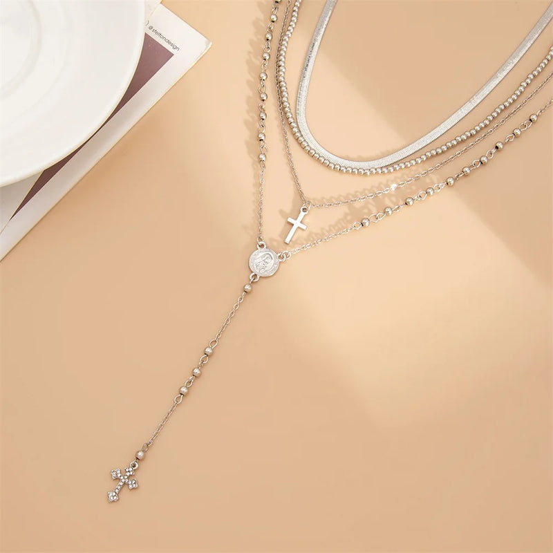 3-Piece Cross Pendant Necklace Set