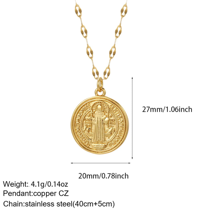 Gold Our Lady Cross Choker Necklace