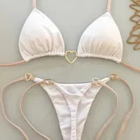 Lace-Up Split Two-Piece Bikini – Solid Color