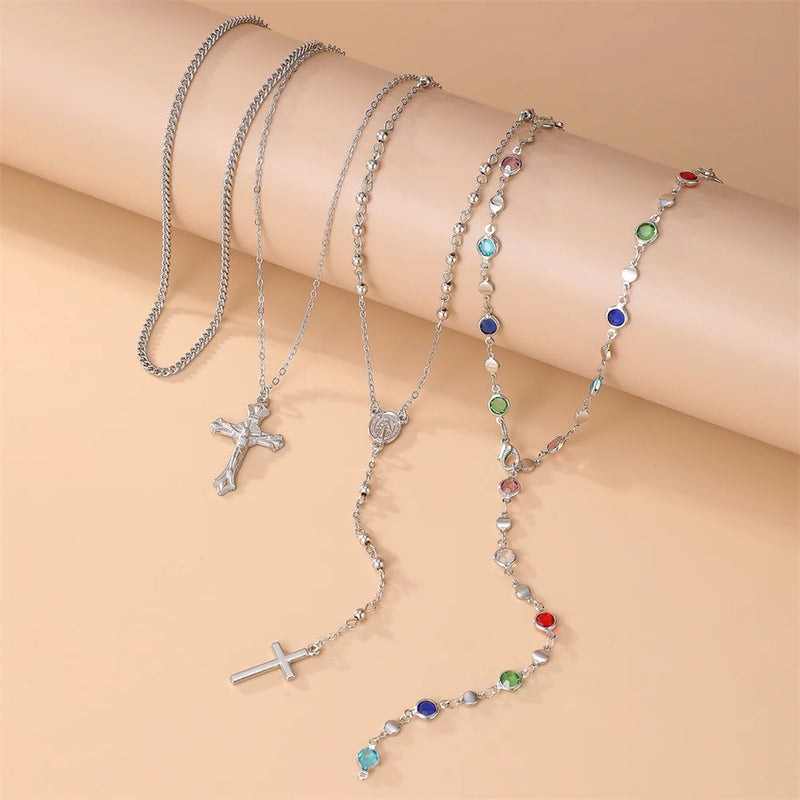 3-Piece Cross Pendant Necklace Set