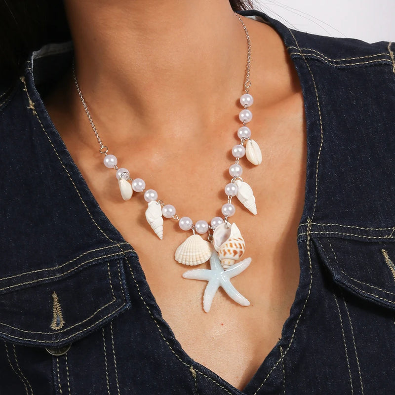 Layered Shell & Starfish Pearl Choker