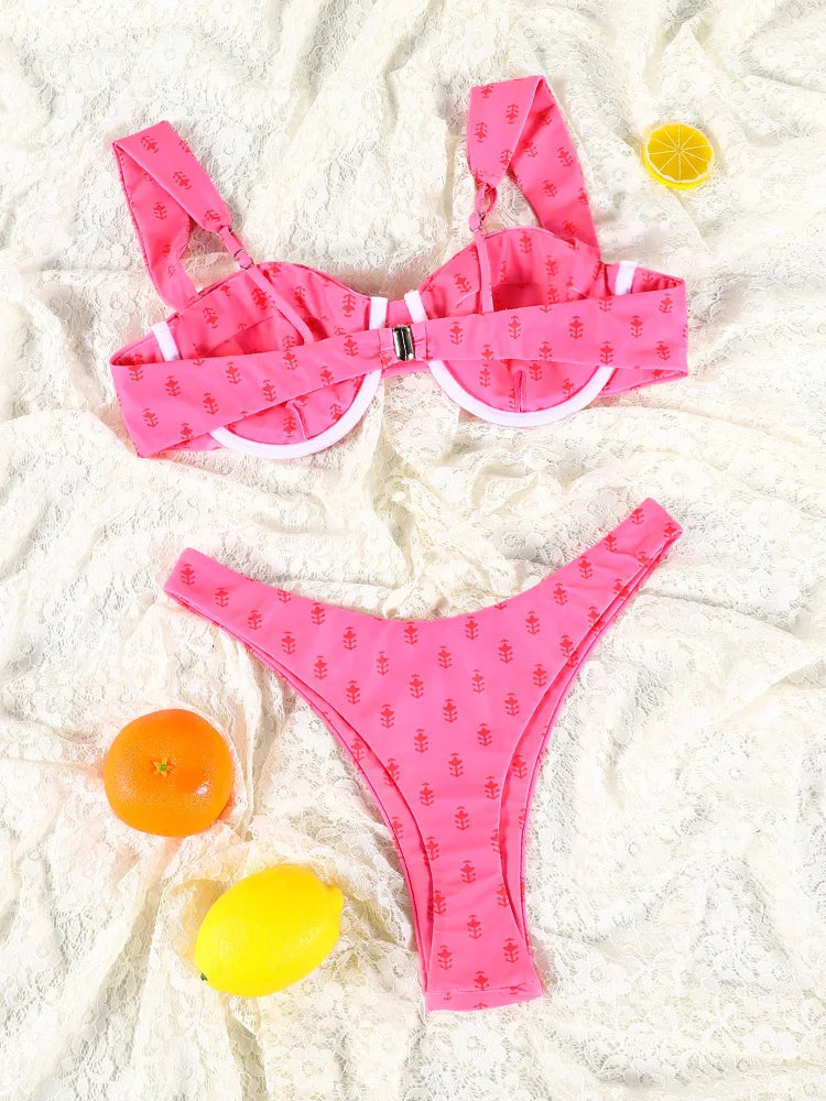 2025 Printed Bikini Set – Sexy Two-Piece Bandage Swimsuit for Women