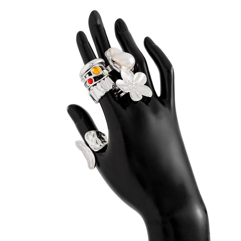6-Piece Vintage Punk Metal Ring Set
