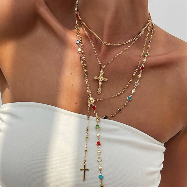 3-Piece Cross Pendant Necklace Set