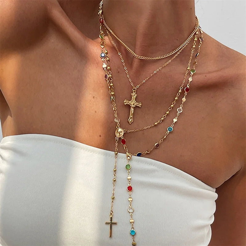 3-Piece Cross Pendant Necklace Set