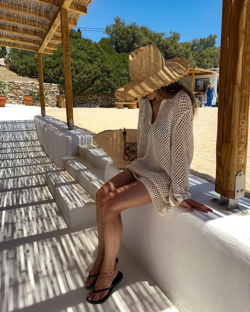 Solid Color Knit Mini Beach Cover-Up