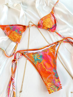 2024 Printed Triangle Bikini Set – Low Waist Bandage Biquini