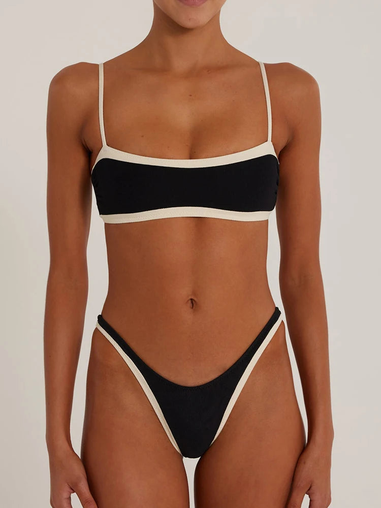 Miyouj High-Cut Push-Up Two-Piece Bikini – Black