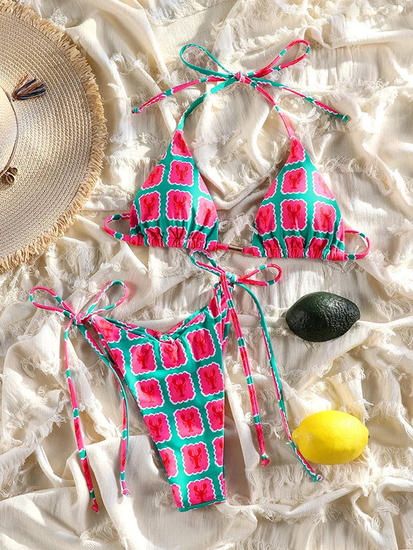 2025 Printed Bikini Set – Sexy Two-Piece Bandage Swimsuit for Women