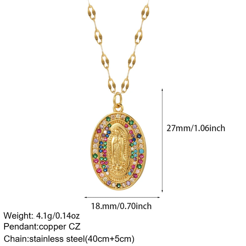 Gold Our Lady Cross Choker Necklace