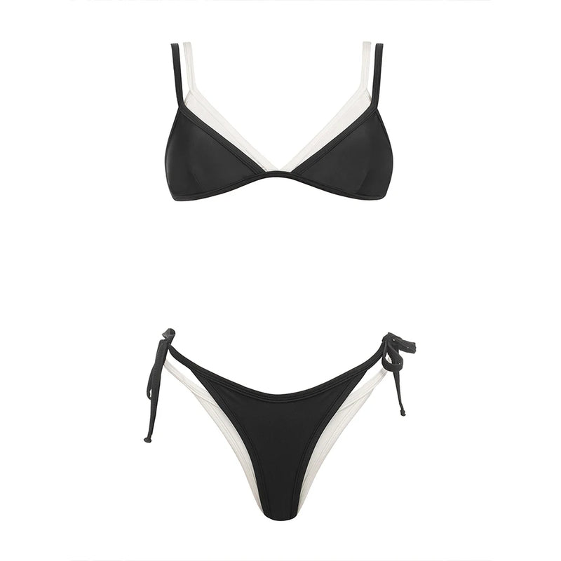 2023 Black & White Micro Bikini Set – Brazilian Swimwear