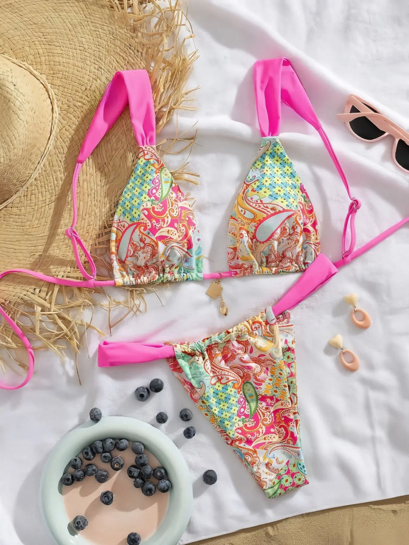Printed Split Bikini – Sexy Women's Swimsuit for Beach Vacation