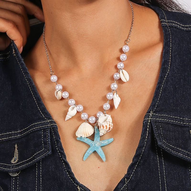 Layered Shell & Starfish Pearl Choker