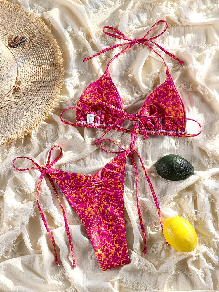 2025 Printed Bikini Set – Sexy Two-Piece Bandage Swimsuit for Women