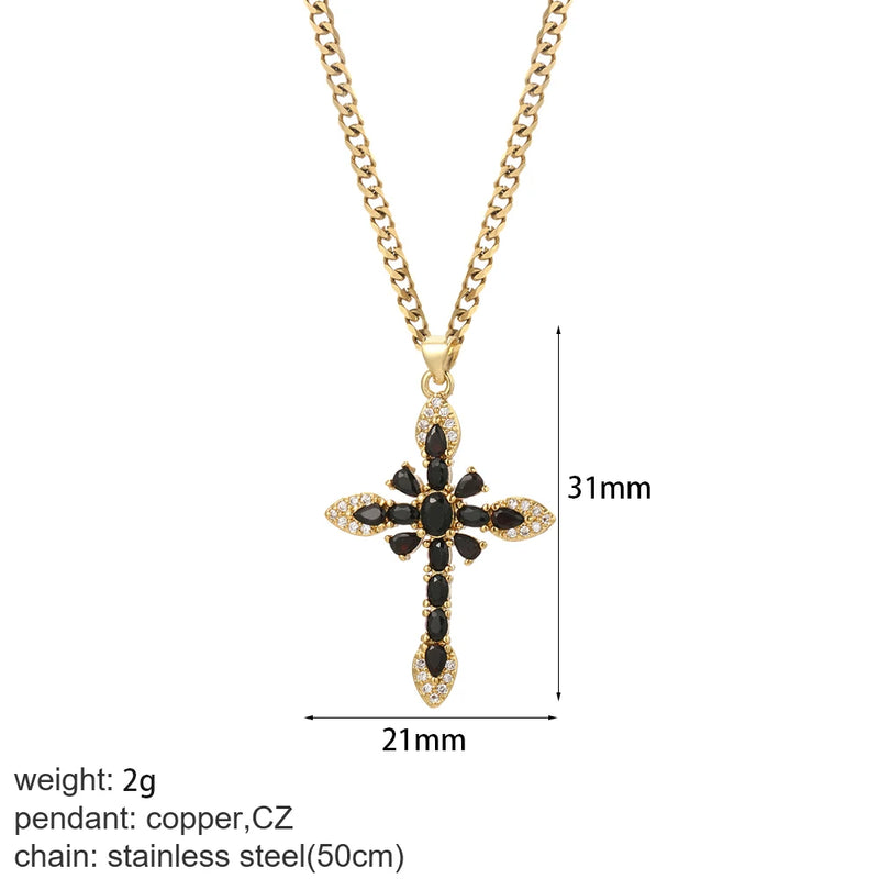 Gold Our Lady Cross Choker Necklace