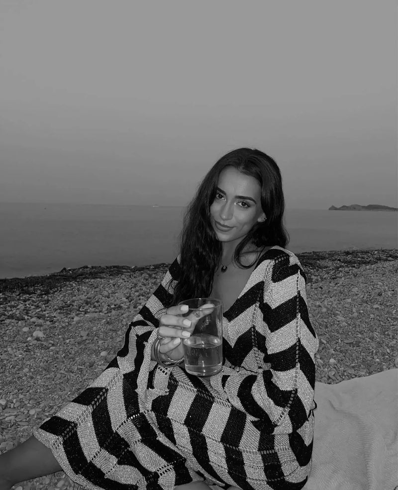 Striped Knit Lace-Up Maxi Cover-Up
