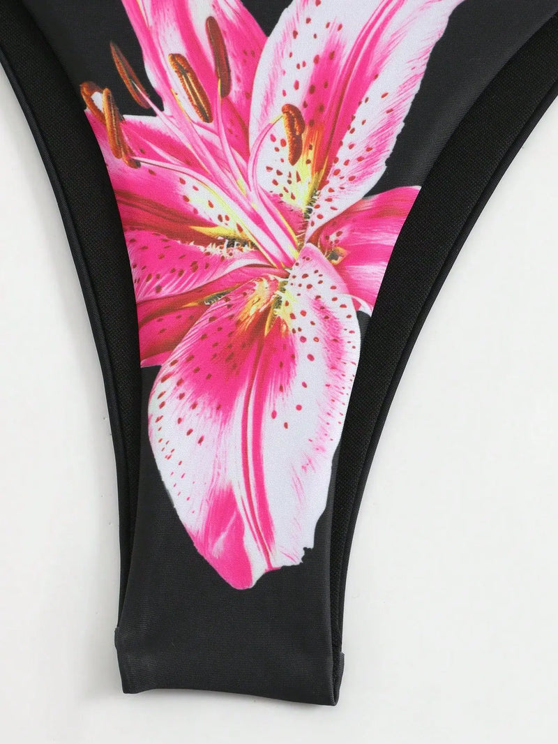 2025 Floral 3-Piece High Waist Bikini Set with Long Skirt – Beachwear for Women