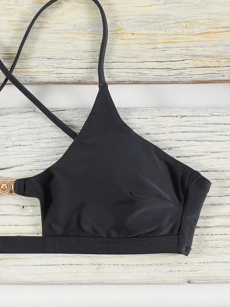 Miyouj High-Cut Push-Up Two-Piece Bikini – Black