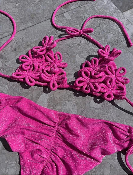 2025 Glamorous White & Red Bow Bikini Set