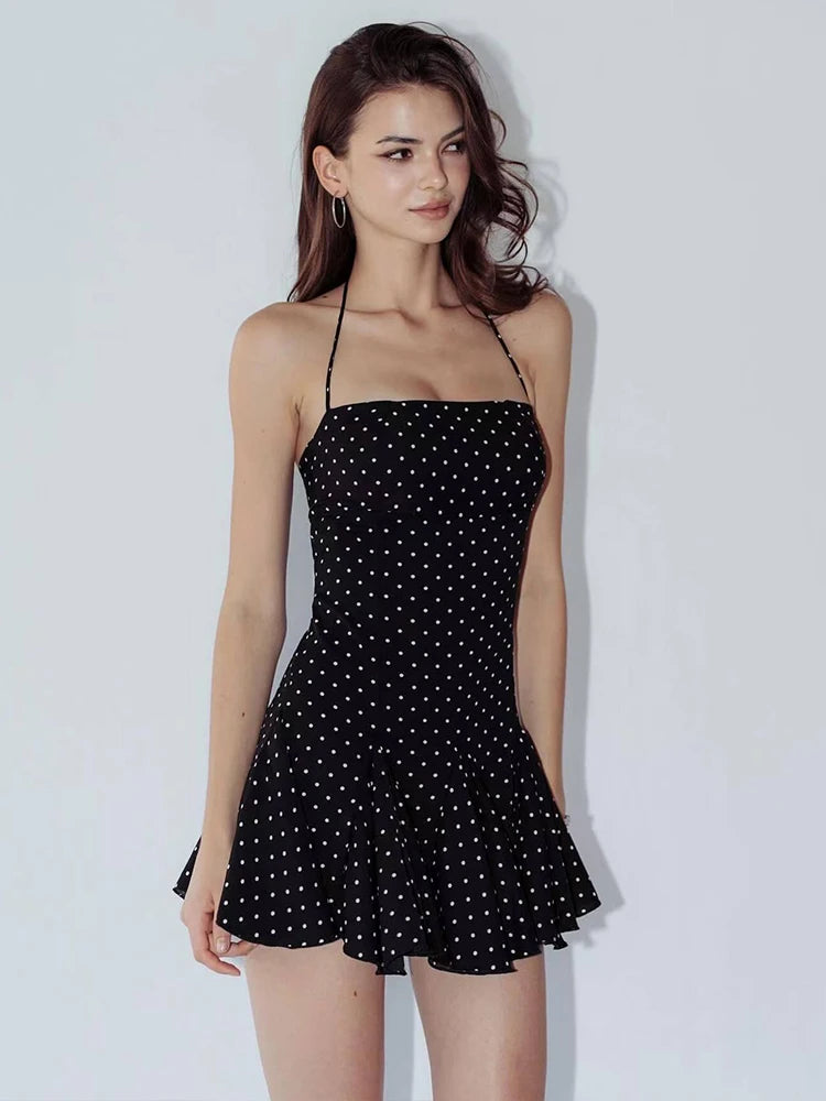 Polka Dot Halter Mini Dress