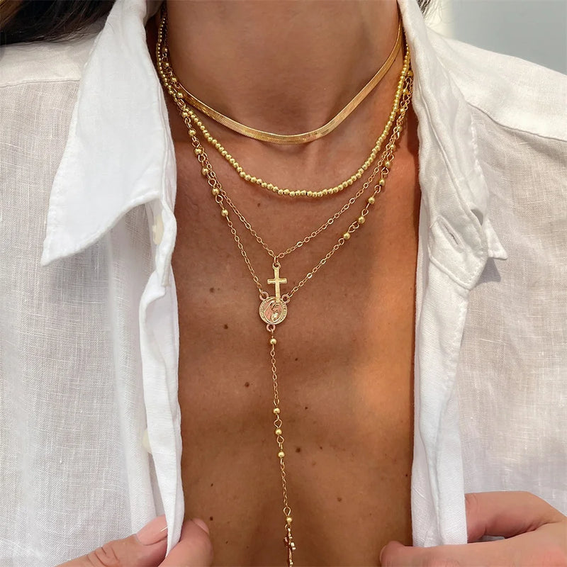 3-Piece Cross Pendant Necklace Set