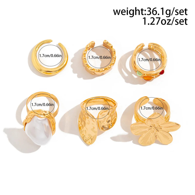 6-Piece Vintage Punk Metal Ring Set