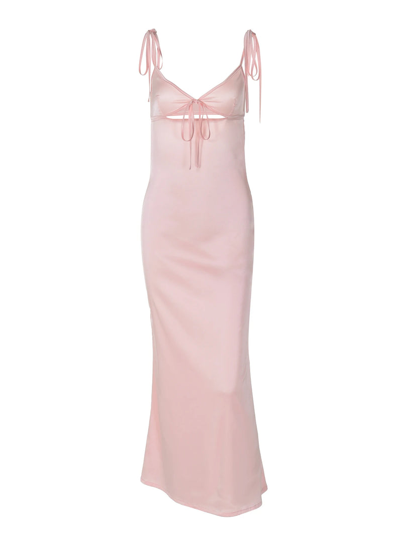 Backless Lace-Up Cut Out Midi Dress