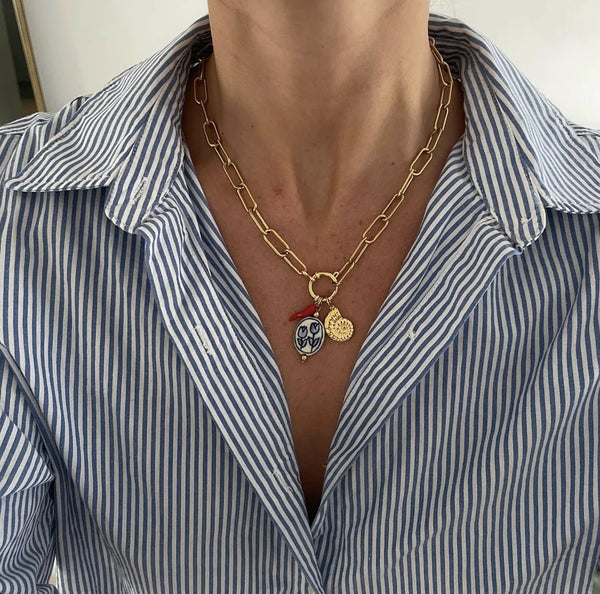 Conch & Tulip Ceramic Pendant Necklace