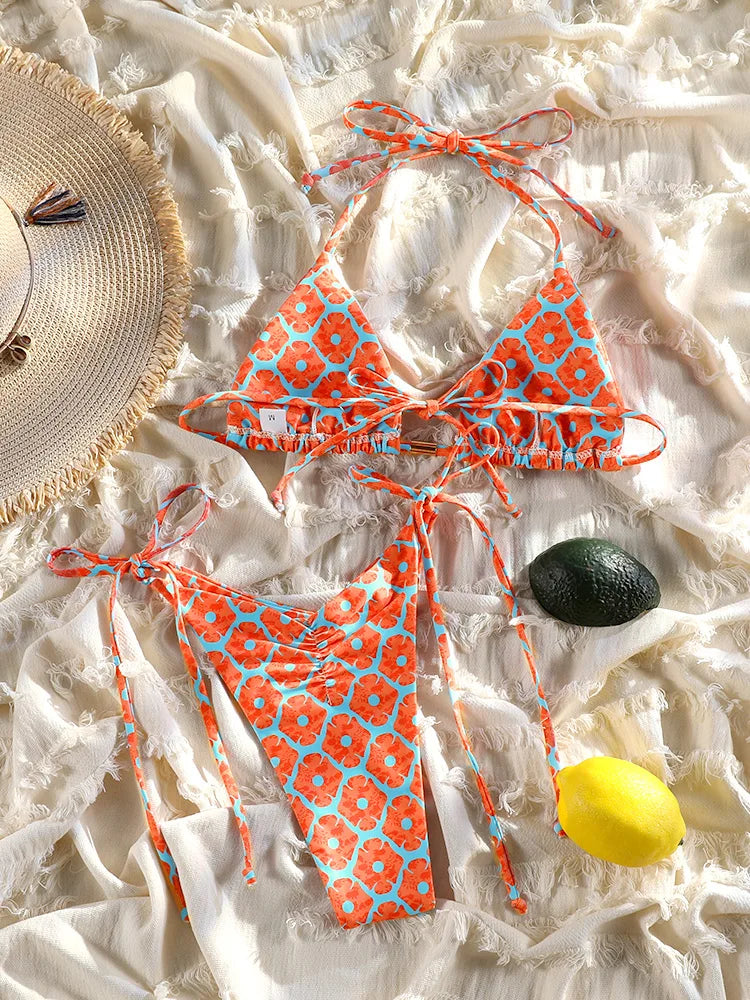 2025 Printed Bikini Set – Sexy Two-Piece Bandage Swimsuit for Women