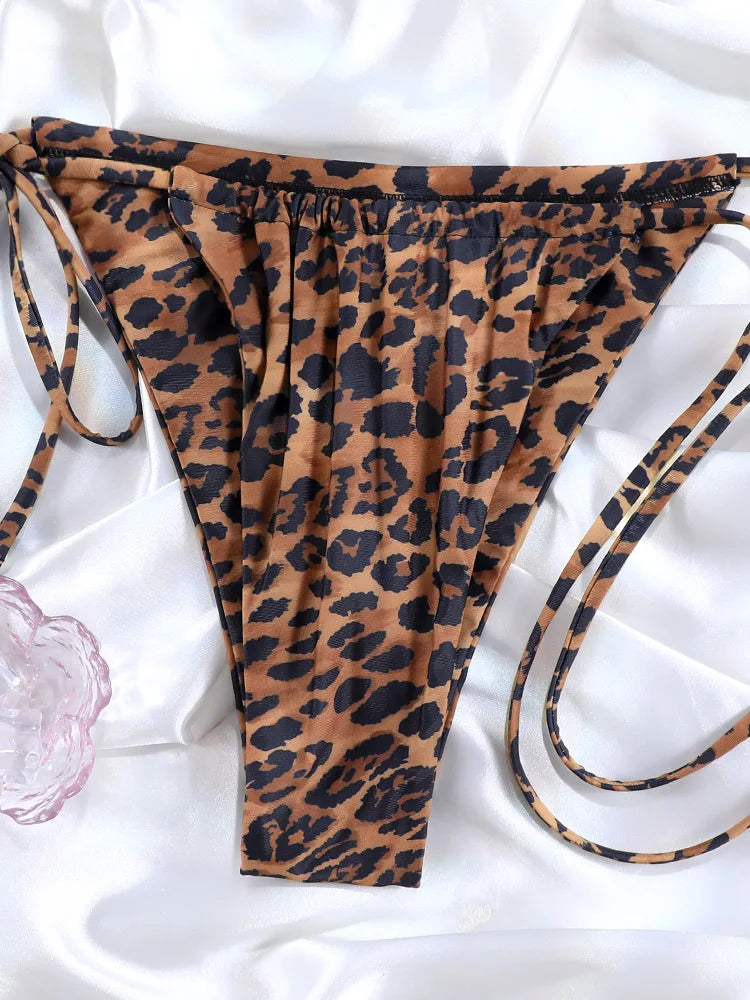 Miyouj 2025 Leopard Print Bandage Bikini – Sexy Triangle Low-Waist Swimwear