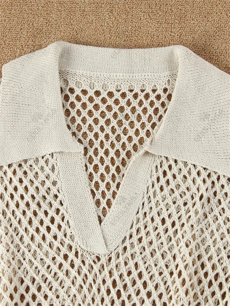 Solid Color Knit Mini Beach Cover-Up