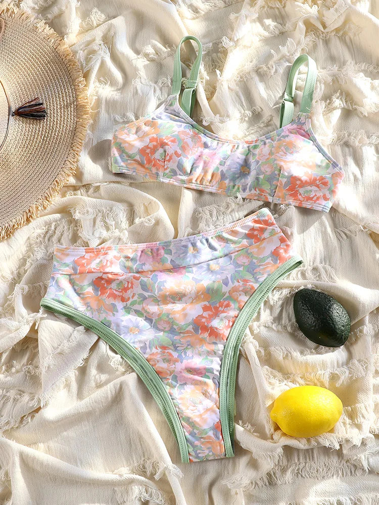 2025 Printed Bikini Set – Sexy Two-Piece Bandage Swimsuit for Women