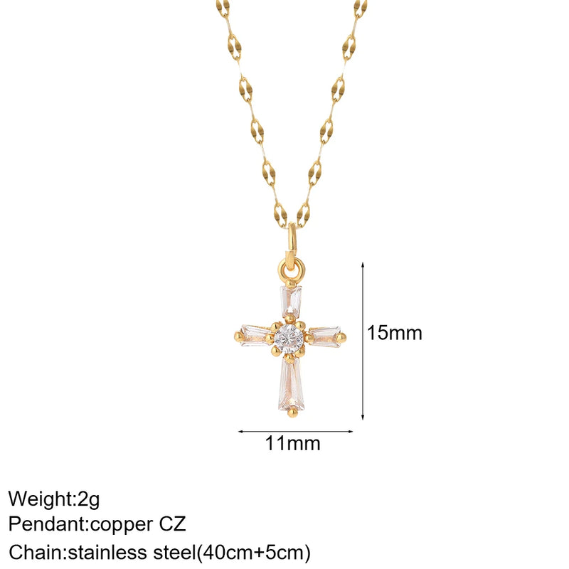 Gold Our Lady Cross Choker Necklace